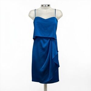 Max & Cleo Navy Blue Satin Cocktail Dress Size 12 Women’s Semi-Formal Mini Dress